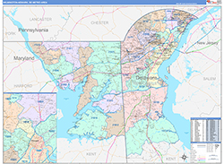 Wilmington-Newark Metro Area Wall Map Color Cast Style 2026